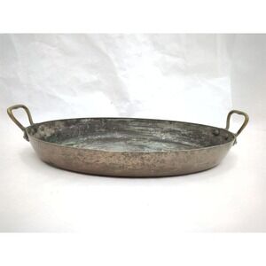 Large 16" French Copper Made in France Hand Tin Lined Au Gratin Pan Vintage